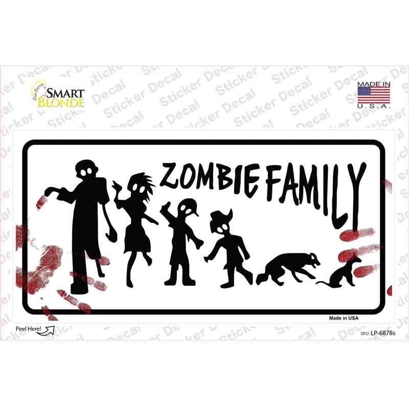 Zombie Family White Novelty Sticker Decal