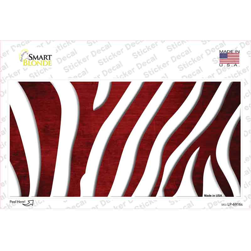 Red White Zebra Oil Rubbed Novelty Sticker Decal