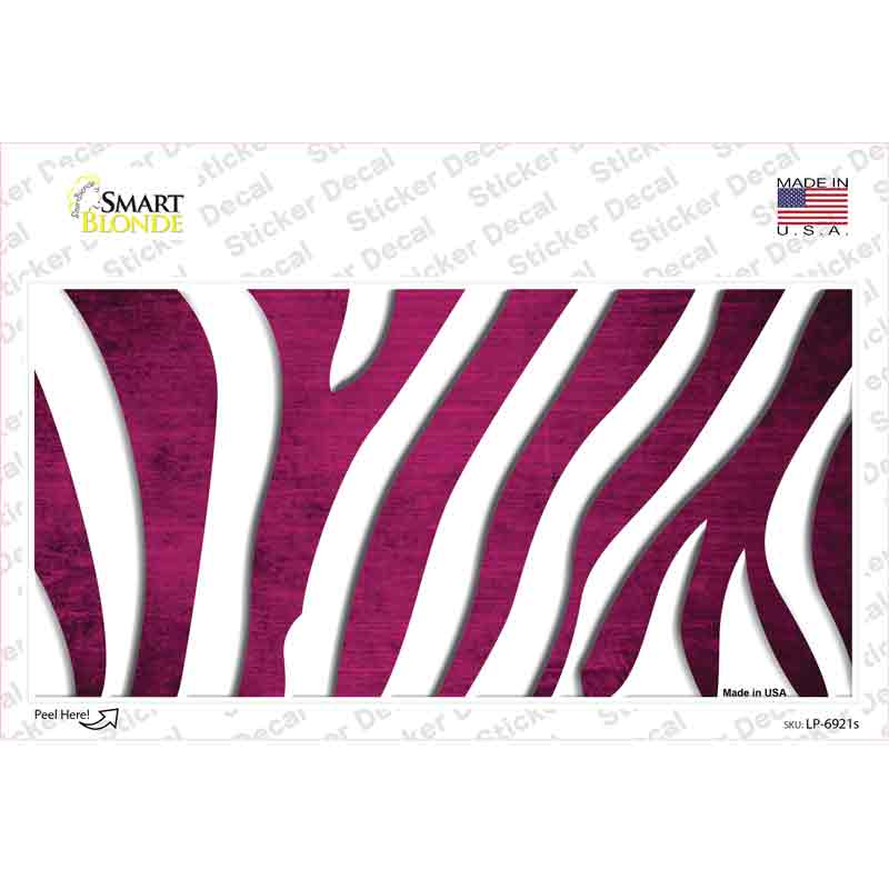 Pink White Zebra Oil Rubbed Novelty Sticker Decal