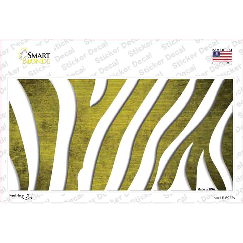 Yellow White Zebra Oil Rubbed Novelty Sticker Decal