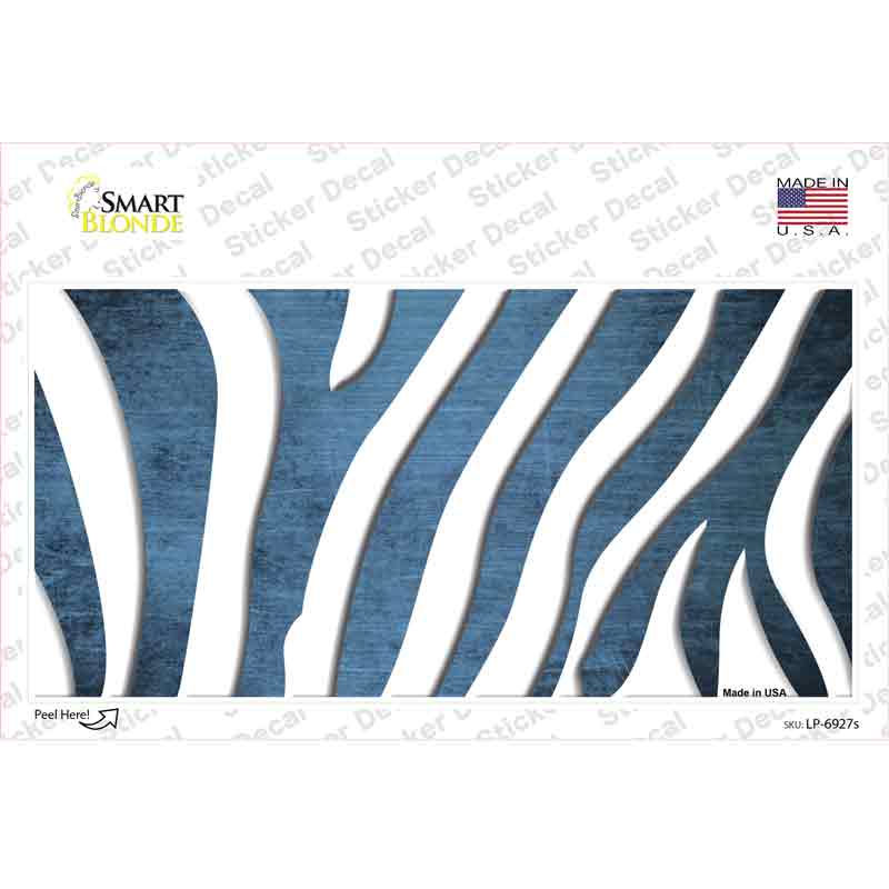 Light Blue White Zebra Oil Rubbed Novelty Sticker Decal