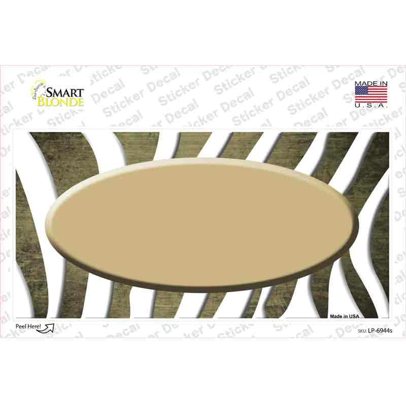 Gold White Zebra Oval Oil Rubbed Novelty Sticker Decal