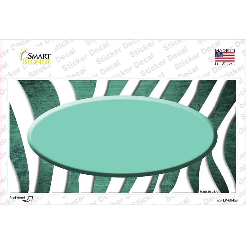 Mint White Zebra Oval Oil Rubbed Novelty Sticker Decal