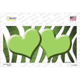 Lime Green White Zebra Hearts Oil Rubbed Novelty Sticker Decal