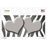 Gray White Zebra Hearts Oil Rubbed Novelty Sticker Decal