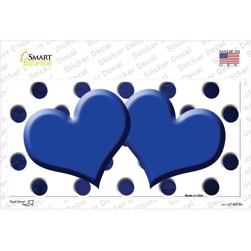 Blue White Dots Hearts Oil Rubbed Novelty Sticker Decal