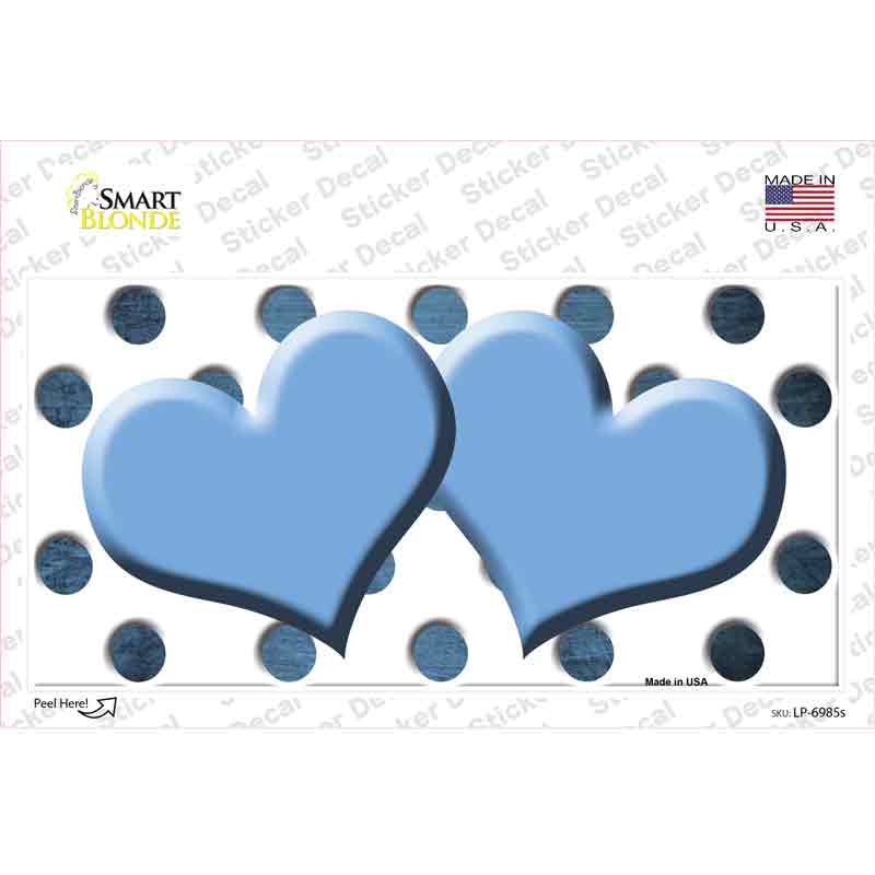 Light Blue White Dots Hearts Oil Rubbed Novelty Sticker Decal