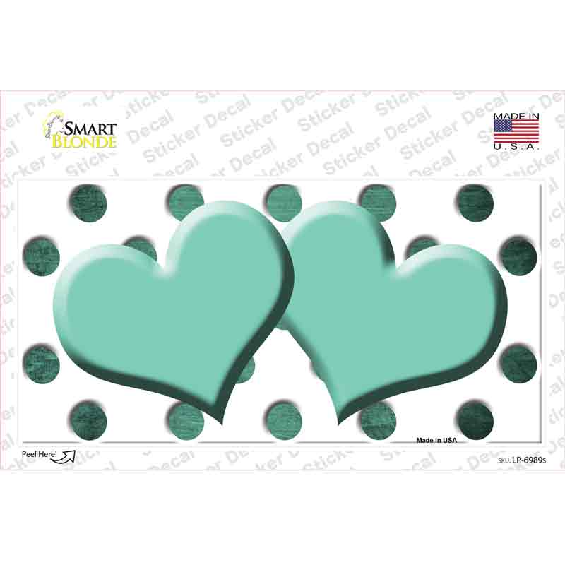 Mint White Dots Hearts Oil Rubbed Novelty Sticker Decal