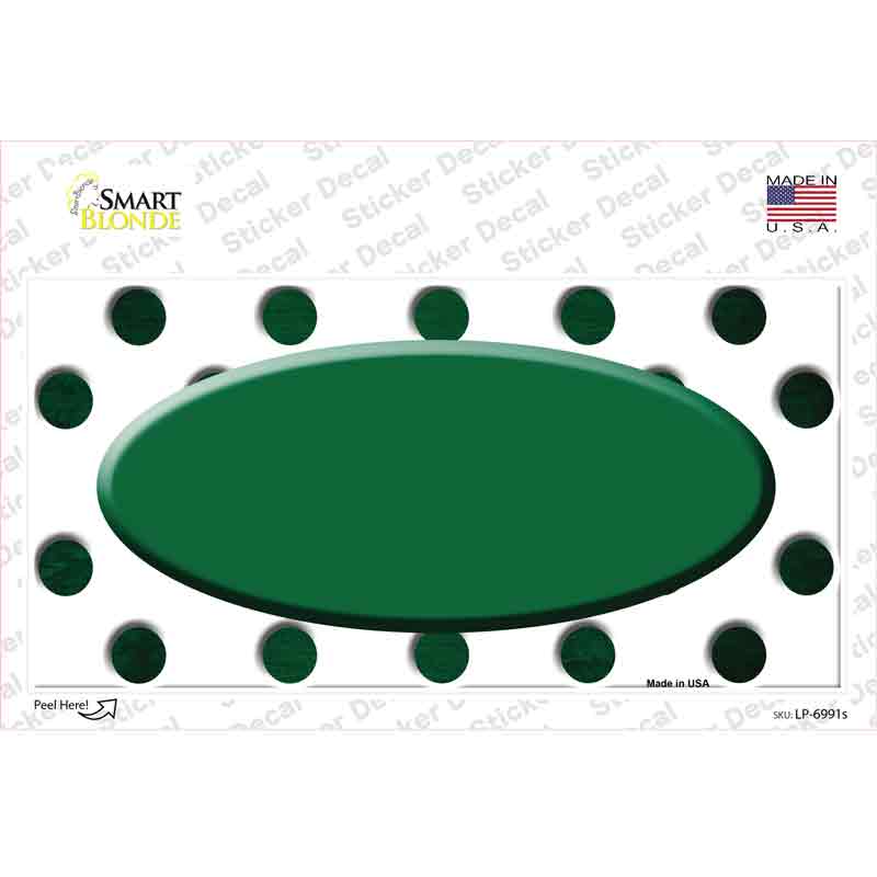 Green White Dots Oval Oil Rubbed Novelty Sticker Decal