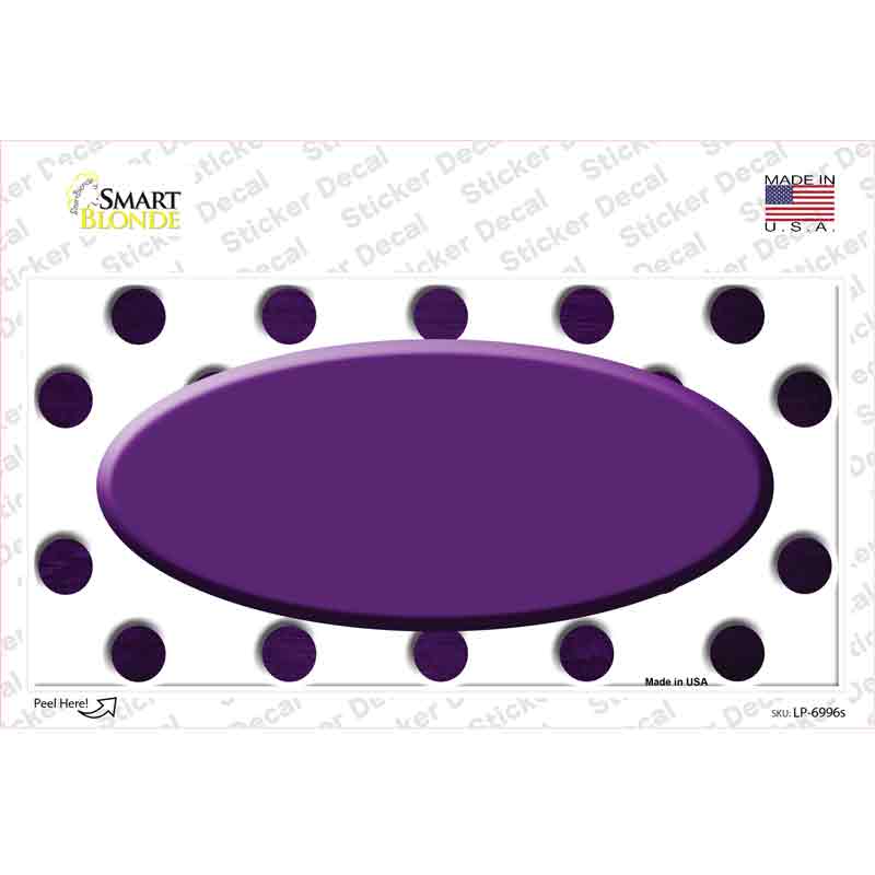 Purple White Dots Oval Oil Rubbed Novelty Sticker Decal