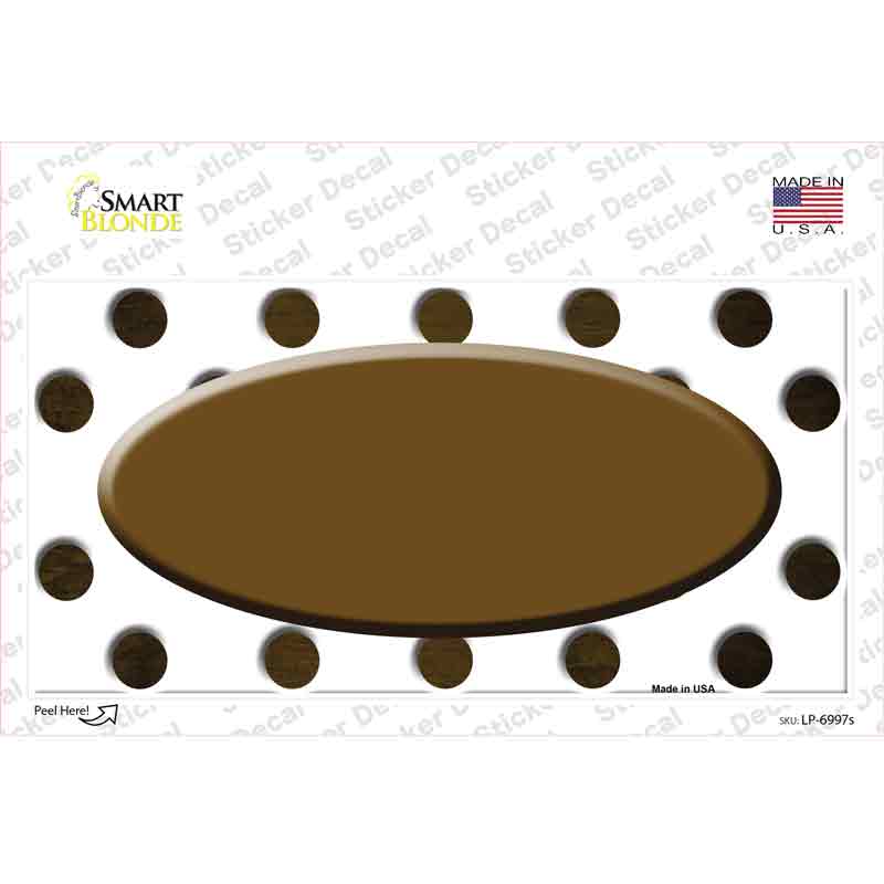 Brown White Dots Oval Oil Rubbed Novelty Sticker Decal
