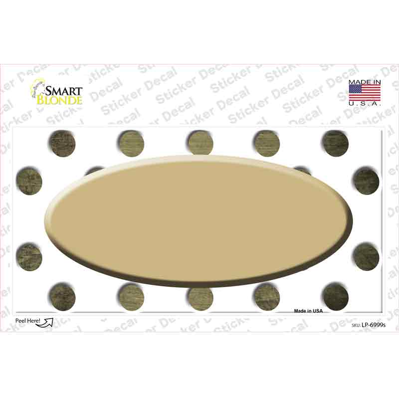 Gold White Dots Oval Oil Rubbed Novelty Sticker Decal