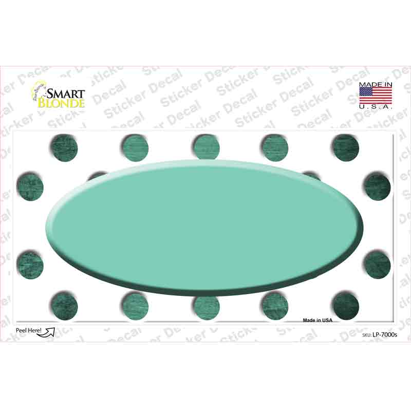 Mint White Dots Oval Oil Rubbed Novelty Sticker Decal