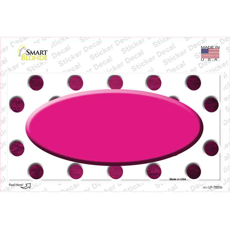 Pink White Dots Oval Oil Rubbed Novelty Sticker Decal