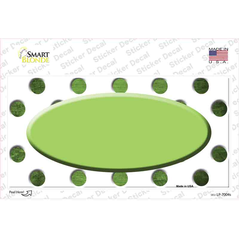 Lime Green White Dots Oval Oil Rubbed Novelty Sticker Decal