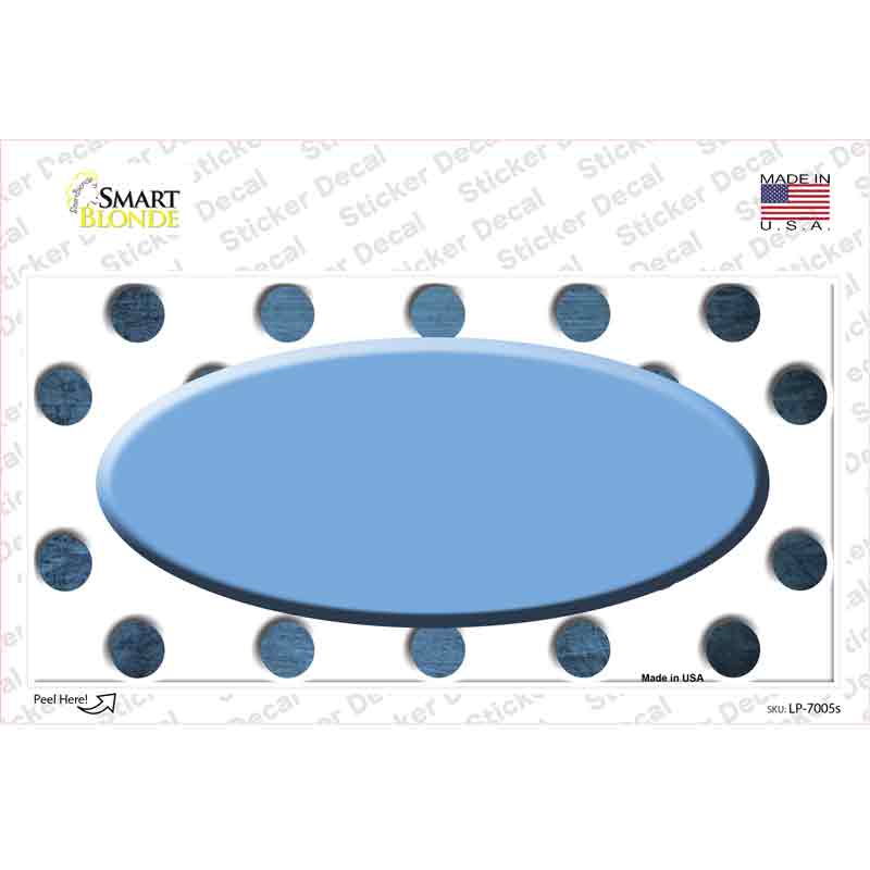 Light Blue White Dots Oval Oil Rubbed Novelty Sticker Decal