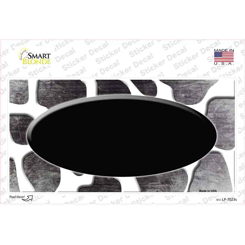 Black White Oval Giraffe Oil Rubbed Novelty Sticker Decal