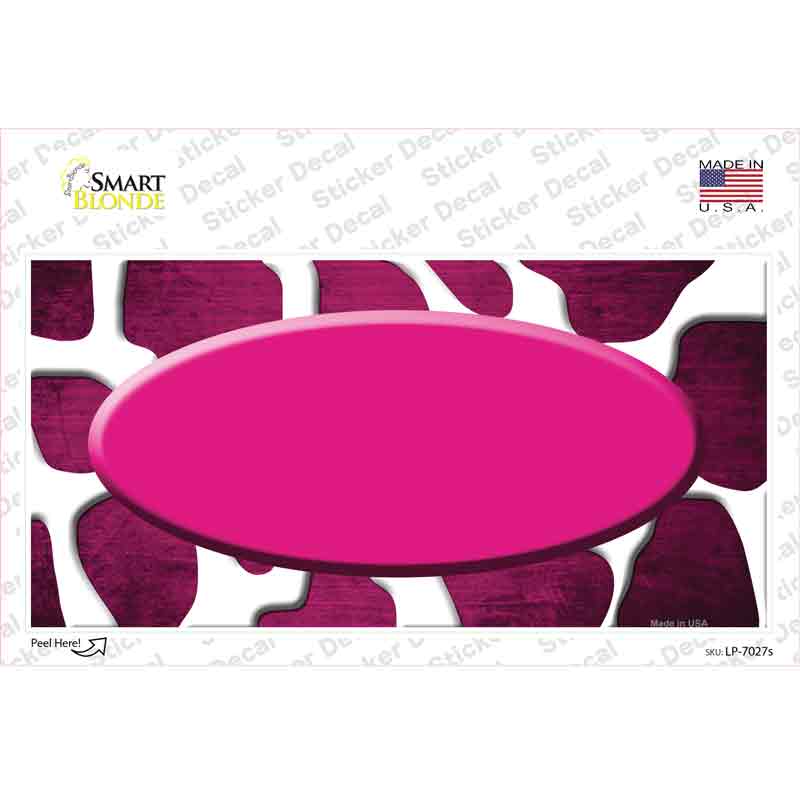 Pink White Oval Giraffe Oil Rubbed Novelty Sticker Decal