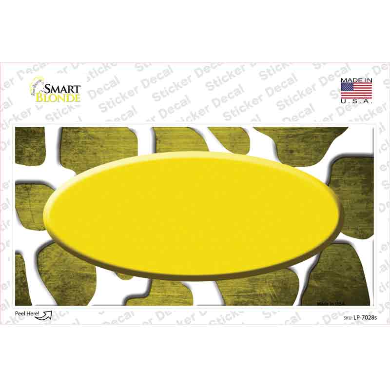 Yellow White Oval Giraffe Oil Rubbed Novelty Sticker Decal