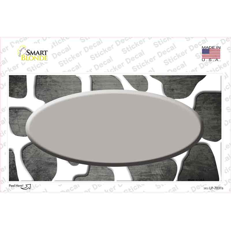 Gray White Oval Giraffe Oil Rubbed Novelty Sticker Decal