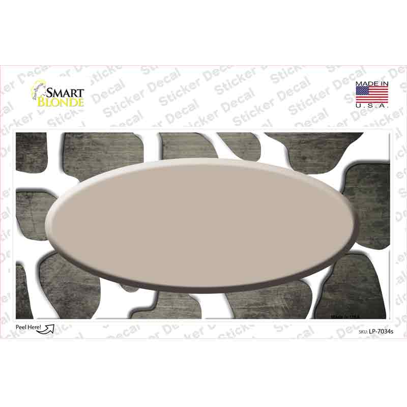 Tan White Oval Giraffe Oil Rubbed Novelty Sticker Decal