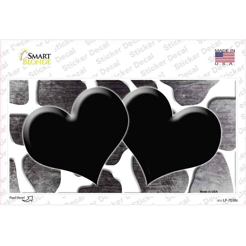 Black White Hearts Giraffe Oil Rubbed Novelty Sticker Decal