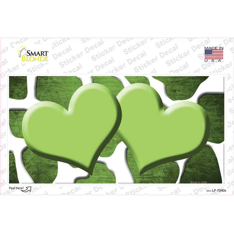 Lime Green White Hearts Giraffe Oil Rubbed Novelty Sticker Decal