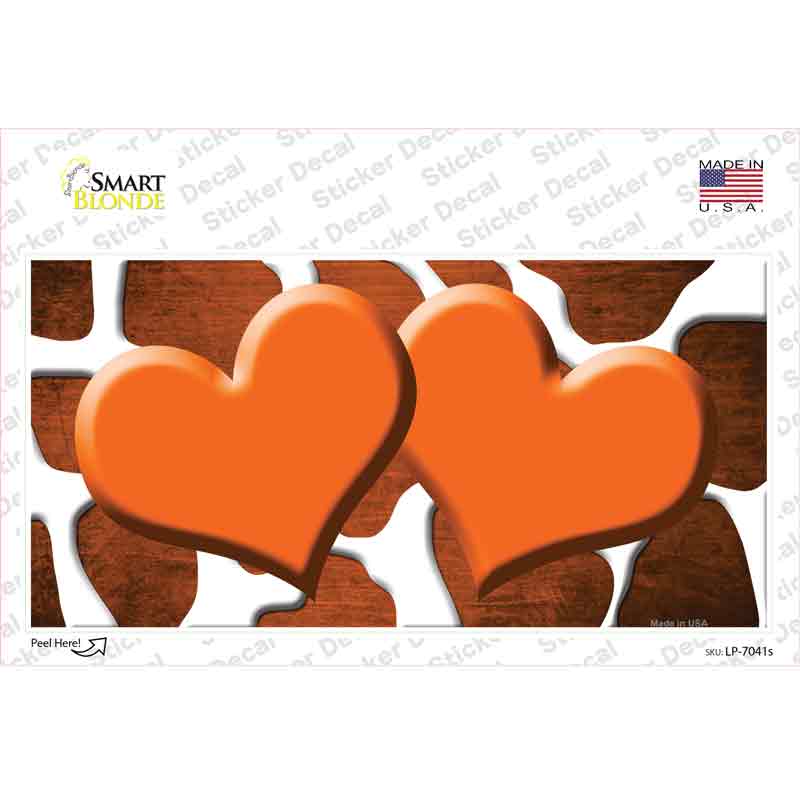 Orange White Hearts Giraffe Oil Rubbed Novelty Sticker Decal