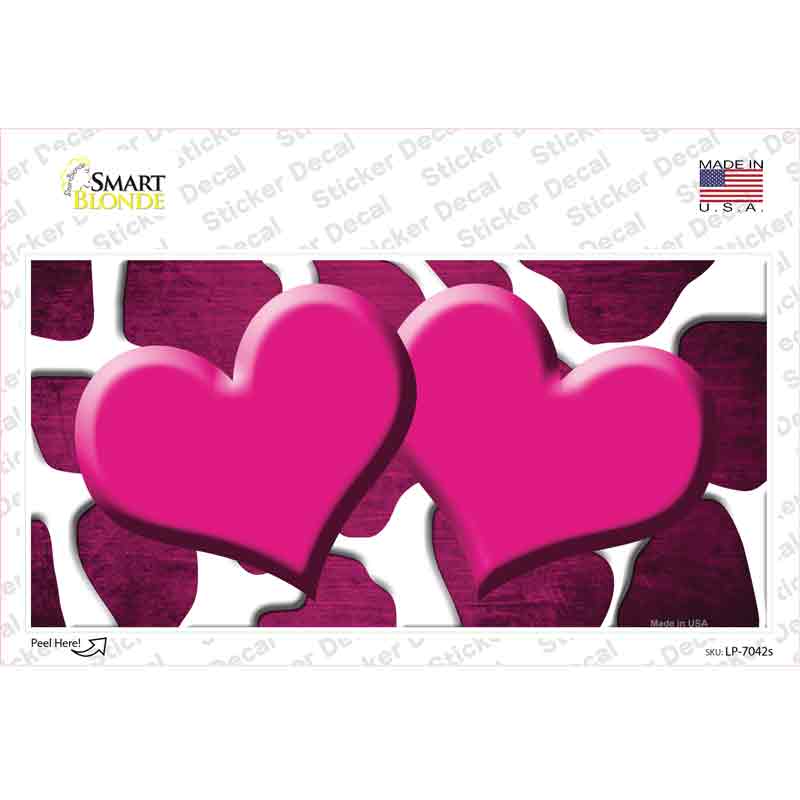 Pink White Hearts Giraffe Oil Rubbed Novelty Sticker Decal