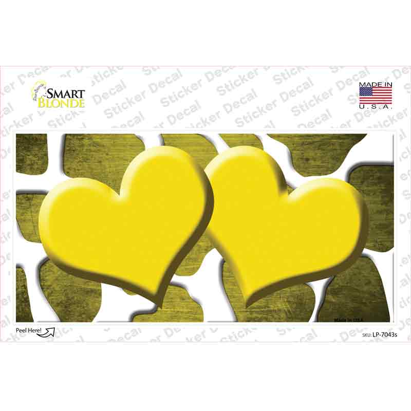 Yellow White Hearts Giraffe Oil Rubbed Novelty Sticker Decal