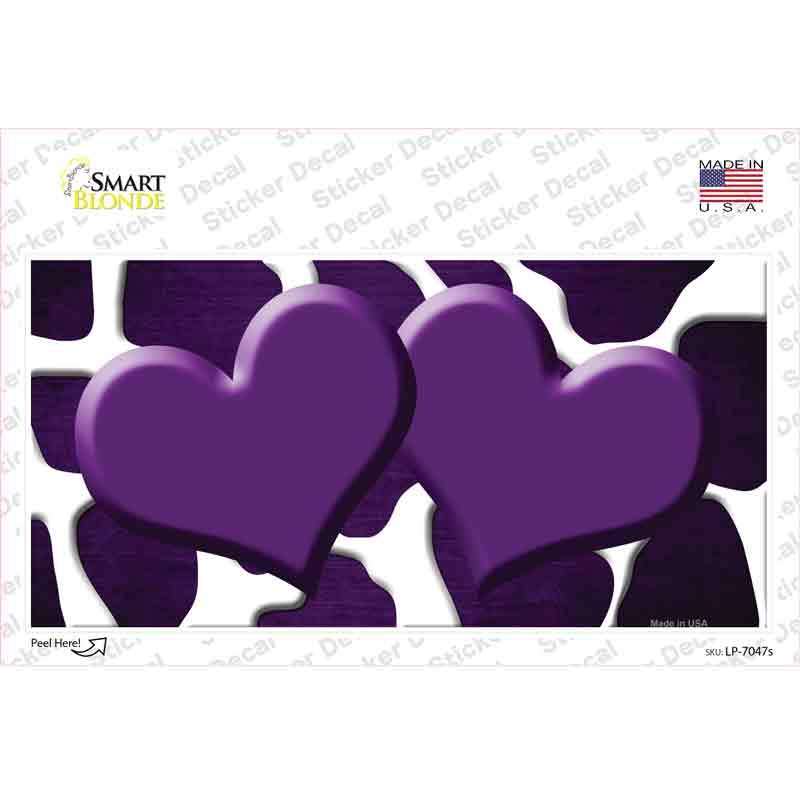 Purple White Hearts Giraffe Oil Rubbed Novelty Sticker Decal