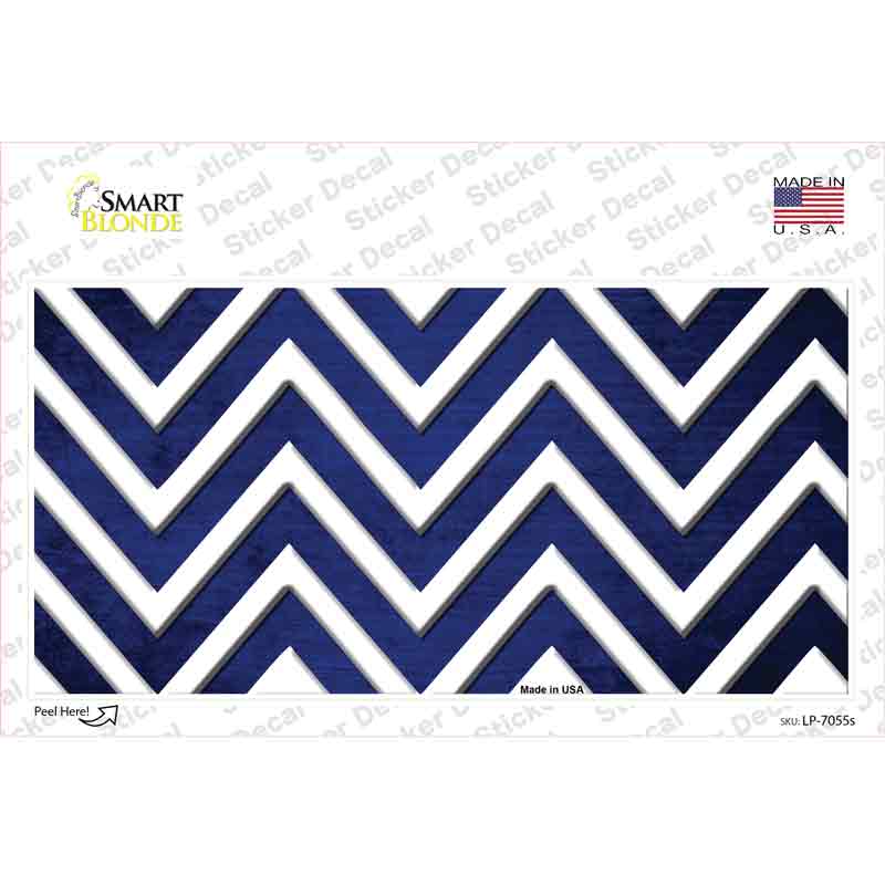 Blue White Chevron Oil Rubbed Novelty Sticker Decal