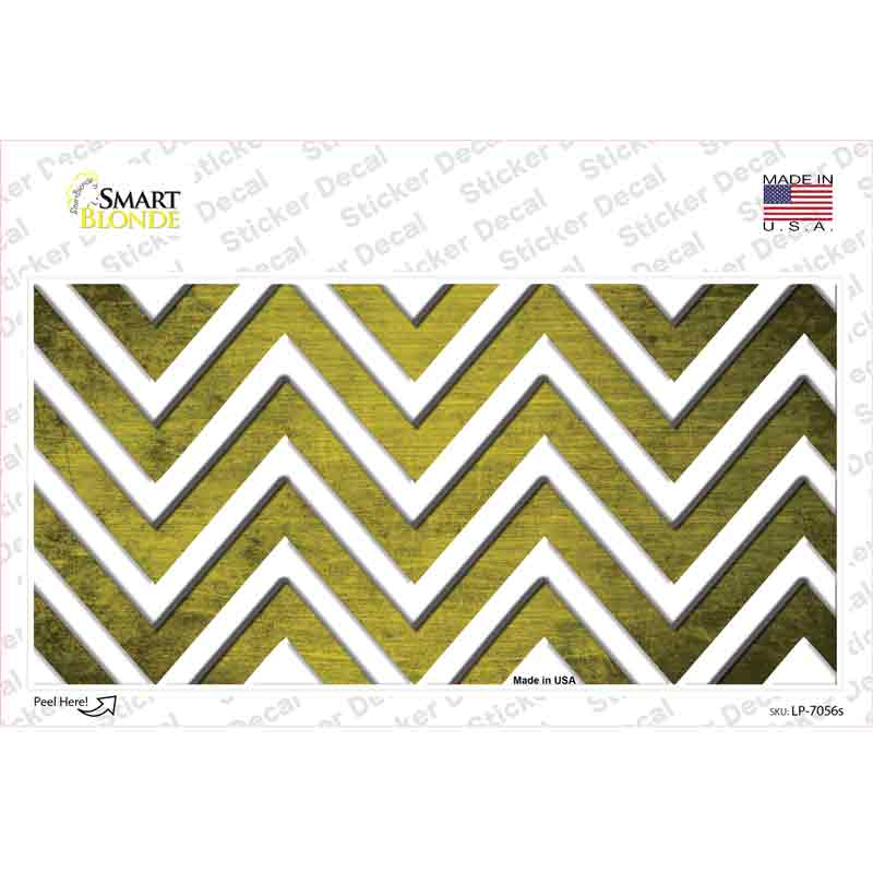 Yellow White Chevron Oil Rubbed Novelty Sticker Decal