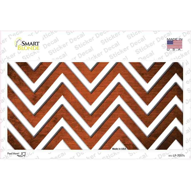 Orange White Chevron Oil Rubbed Novelty Sticker Decal