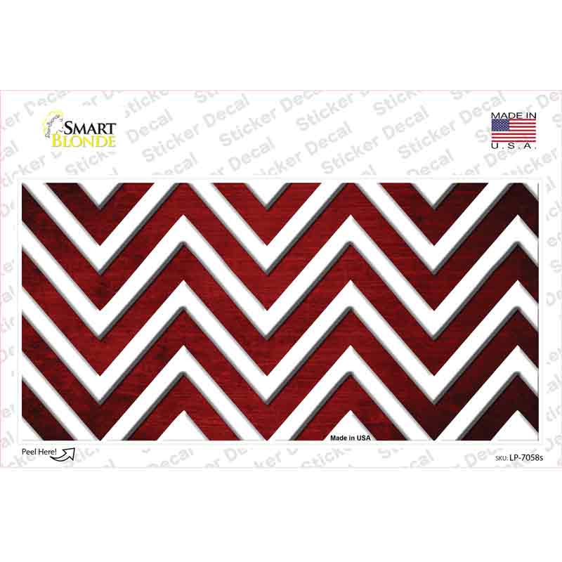 Red White Chevron Oil Rubbed Novelty Sticker Decal