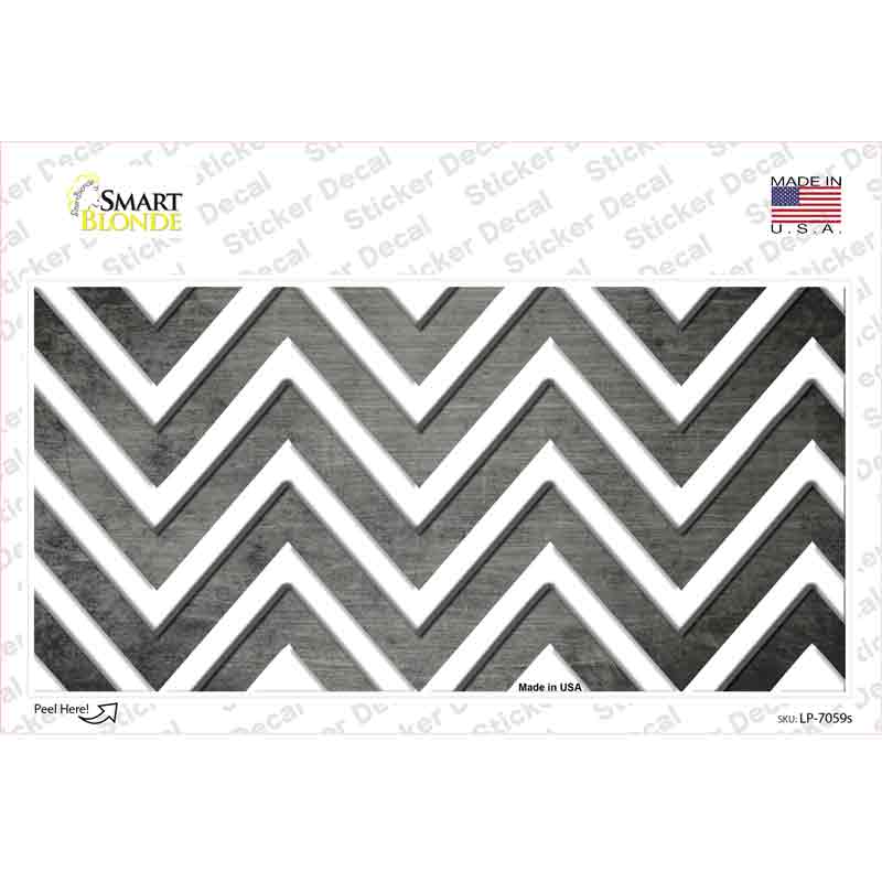 Gray White Chevron Oil Rubbed Novelty Sticker Decal