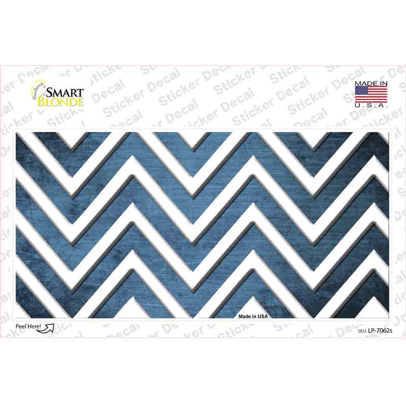 Light Blue White Chevron Oil Rubbed Novelty Sticker Decal
