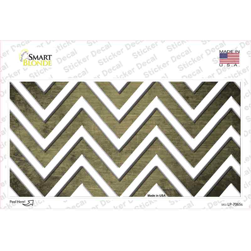 Gold White Chevron Oil Rubbed Novelty Sticker Decal