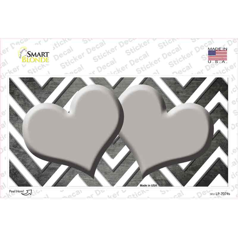 Gray White Hearts Chevron Oil Rubbed Novelty Sticker Decal