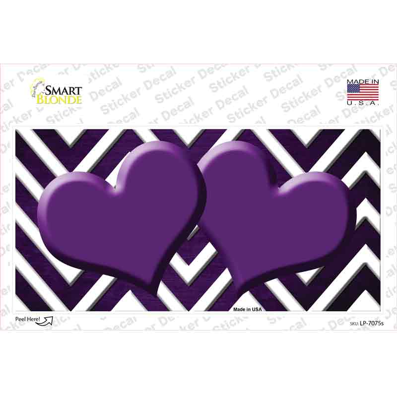 Purple White Hearts Chevron Oil Rubbed Novelty Sticker Decal