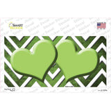 Lime Green White Hearts Chevron Oil Rubbed Novelty Sticker Decal