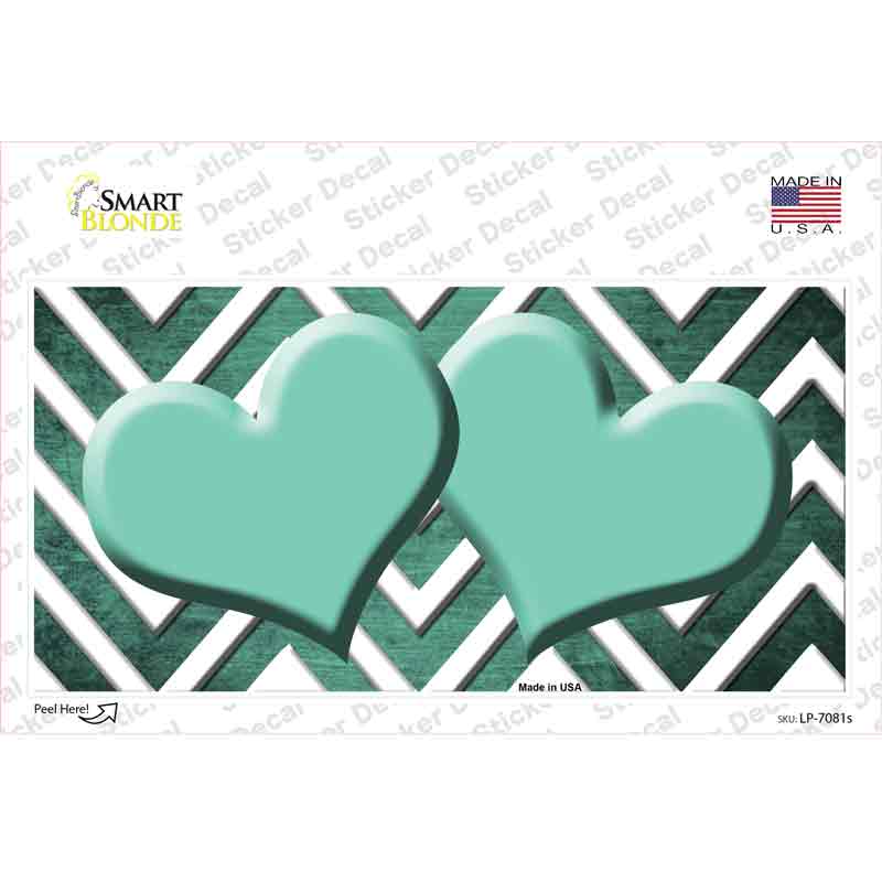 Mint White Hearts Chevron Oil Rubbed Novelty Sticker Decal