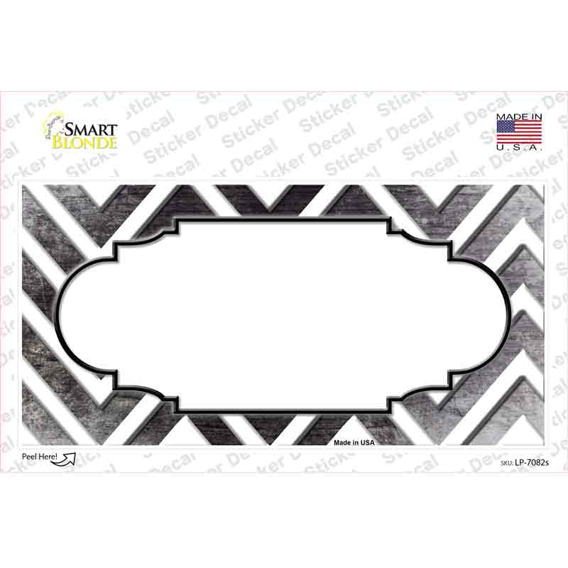 Black White Chevron Scallop Oil Rubbed Novelty Sticker Decal