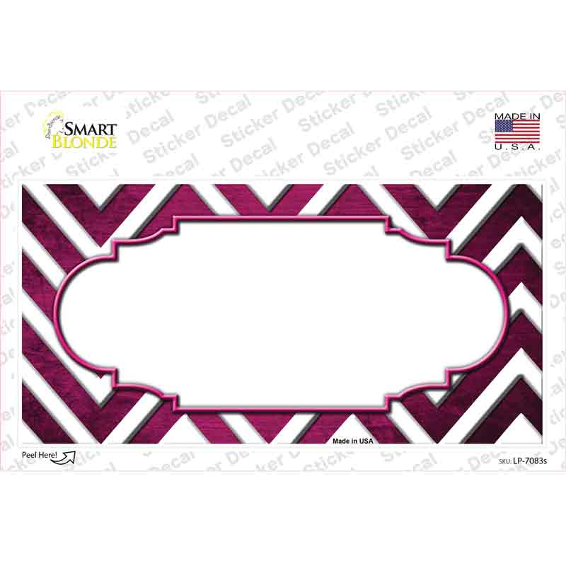 Pink White Chevron Scallop Oil Rubbed Novelty Sticker Decal