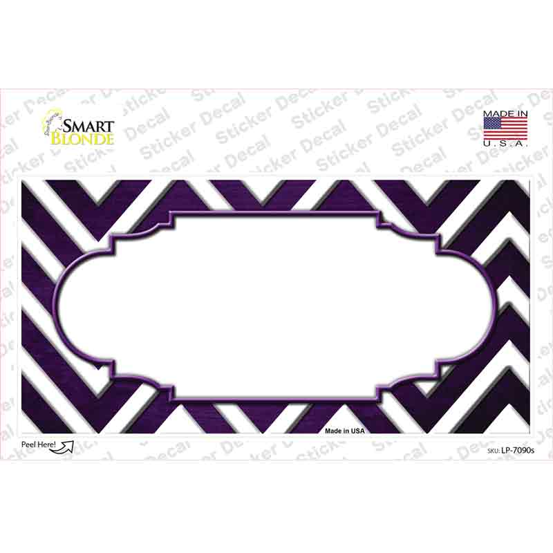 Purple White Chevron Scallop Oil Rubbed Novelty Sticker Decal