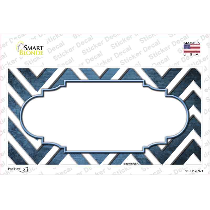 Light Blue White Chevron Scallop Oil Rubbed Novelty Sticker Decal