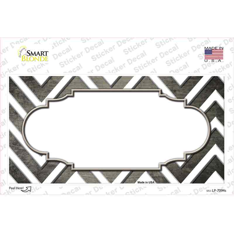 Tan White Chevron Scallop Oil Rubbed Novelty Sticker Decal