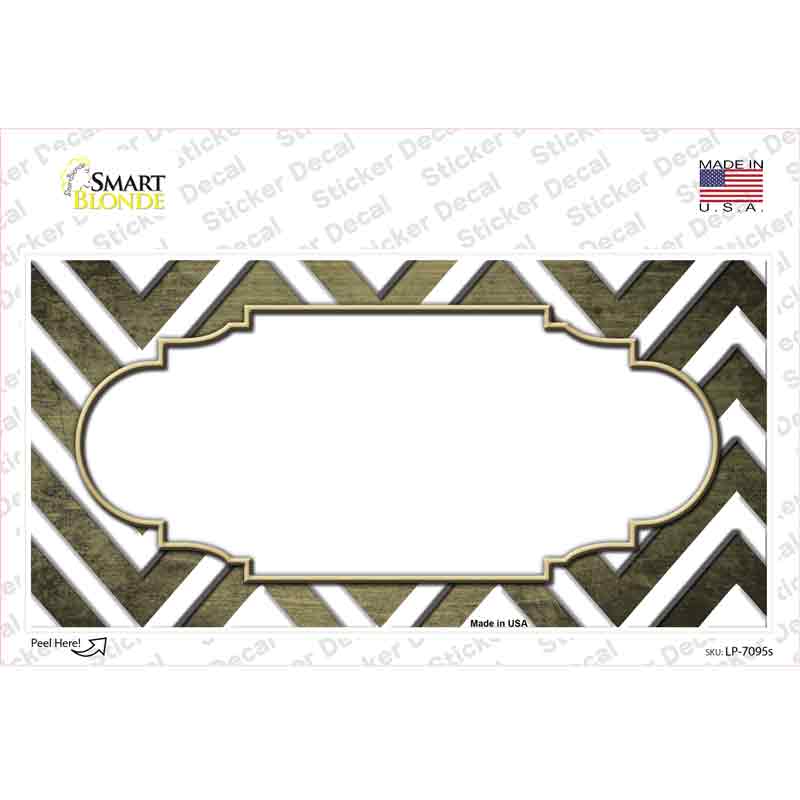 Gold White Chevron Scallop Oil Rubbed Novelty Sticker Decal