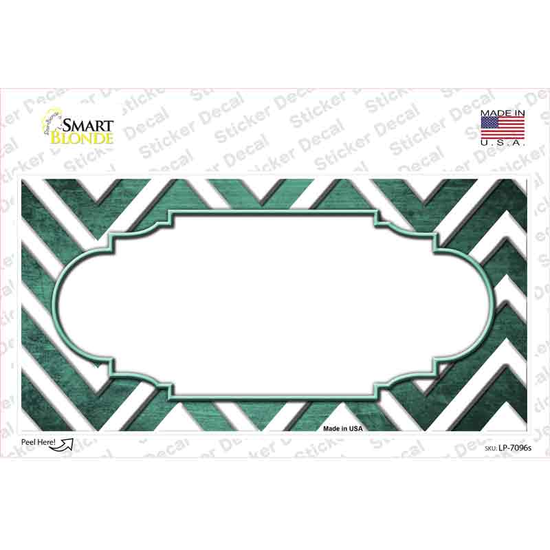 Mint White Chevron Scallop Oil Rubbed Novelty Sticker Decal