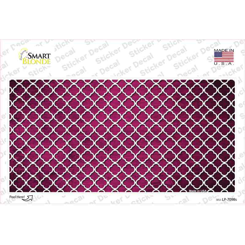 Pink White Quatrefoil Oil Rubbed Novelty Sticker Decal